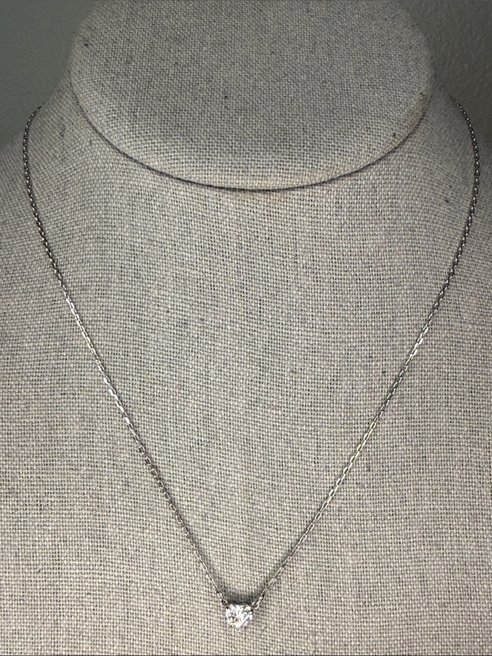 Swarovski Crystal Solitaire Pendant Necklace 16" Silver Tone Classic Sparkle